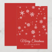 Moderne kerstsnowflakes - rood feestdagenkaart (Voorkant / Achterkant)