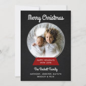 Moderne kerstsnowglobe | Familie Fotovakantie Feestdagenkaart (Voorkant)