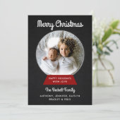 Moderne kerstsnowglobe | Familie Fotovakantie Feestdagenkaart (Staand voorkant)