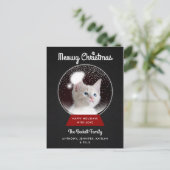 Moderne kerstsnowglobe | Foto Pet Holiday Aankondigingskaart (Staand voorkant)