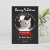 Moderne kerstsnowglobe | Foto Pet Holiday Feestdagenkaart (Staand voorkant)