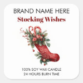 Moderne Kerstsok Kaarslabels Vierkante Sticker (Voorkant)