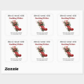 Moderne Kerstsok Kaarslabels Vierkante Sticker (Vel)