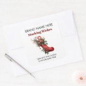 Moderne Kerstsok Kaarslabels Vierkante Sticker (Envelop)