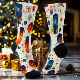 Moderne Kerstsokken met Blauwe en Rode Sterrenexpl Sokken