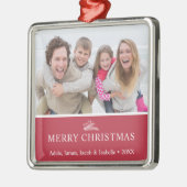 Moderne kerstsprig Berries Foto rood Metalen Ornament (Links)