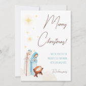 Moderne kerststal met Schattigee Baby Jesus Feestdagenkaart (Voorkant)