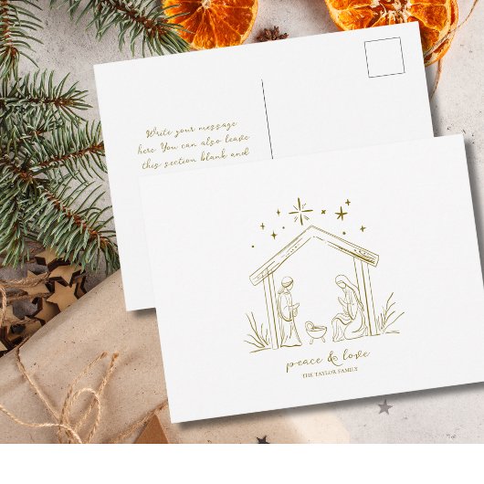 Moderne Kerststal vrede liefde religieus Briefkaart