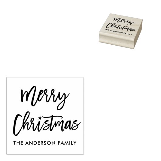 Moderne kerstster voor penseel script rubberstempel (Gestempeld)