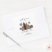 Moderne Kerststickers – Bomen & Sneeuwvlokken Vierkante Sticker (Envelop)