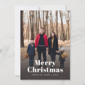 Moderne kerststijlvolle minimalistische familiefot feestdagenkaart (Voorkant)