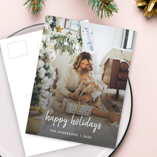 Moderne kerststijlvolle minimalistische Manuscript Feestdagenkaart