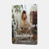 Moderne kerststijlvolle minimalistische Manuscript Metalen Ornament (Voorkant links)