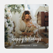 Moderne kerststijlvolle minimalistische Manuscript Metalen Ornament (Voorkant)