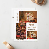 Moderne kerststijlvolle minimalistische Manuscript Notitiekaartje (Voorkant / Achterkant in situ)