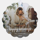 Moderne kerststijlvolle minimalistische Manuscript Ornament Kaart (Achterkant)