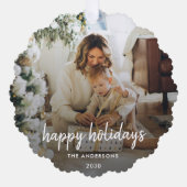 Moderne kerststijlvolle minimalistische Manuscript Ornament Kaart (Voorkant)