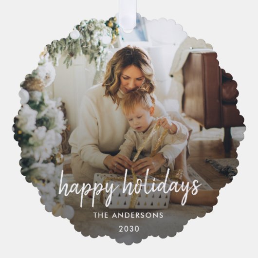 Moderne kerststijlvolle minimalistische Manuscript Ornament Kaart (Voorkant)