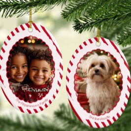 Moderne Kerststok Streep Kerstmis 2 Foto's Keramisch Ornament