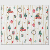 Moderne kerstsymbolen cadeaupapier (Vlak)