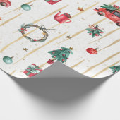 Moderne kerstsymbolen cadeaupapier (Hoek)