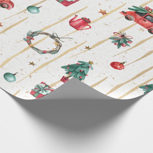 Moderne kerstsymbolen cadeaupapier (Hoek)