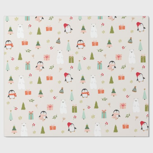 Moderne kerstsymbolen cadeaupapier (Vlak)