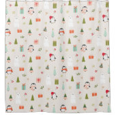 Moderne kerstsymbolen douchegordijn (Voorkant)