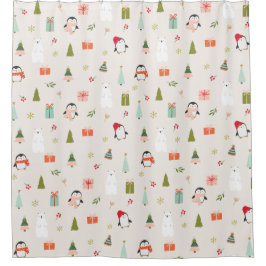 Moderne kerstsymbolen douchegordijn