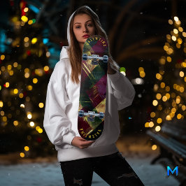 Moderne Kersttartan in Bourgondië en Goud Persoonlijk Skateboard