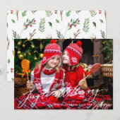 Moderne kersttong helemaal foto feestdagenkaart (Voorkant / Achterkant)