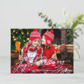 Moderne kersttong helemaal foto feestdagenkaart (Staand voorkant)