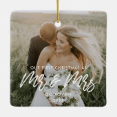 Moderne kersttrouwfoto keramisch ornament (Achterkant)