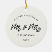 Moderne kersttrouwfoto keramisch ornament (Voorkant)