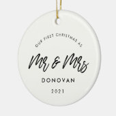 Moderne kersttrouwfoto keramisch ornament (Links)