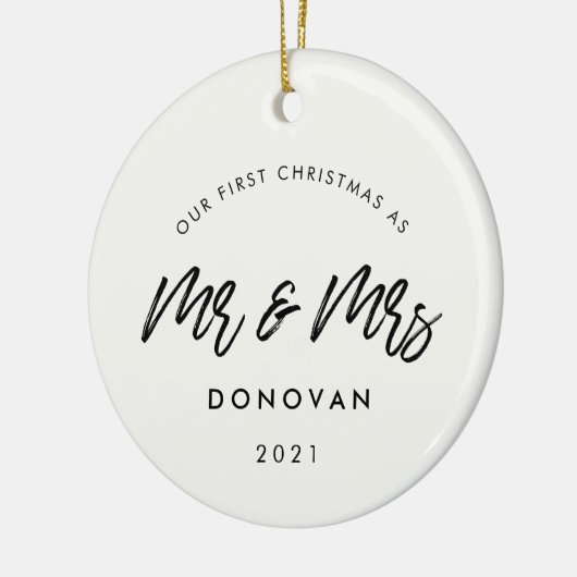 Moderne kersttrouwfoto keramisch ornament (Links)