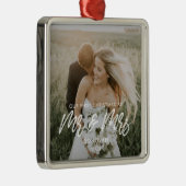 Moderne kersttrouwfoto metalen ornament (Rechts)