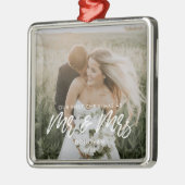 Moderne kersttrouwfoto metalen ornament (Links)