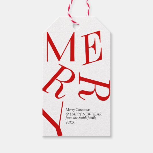Moderne kersttypografie, aangepast cadeau Label Cadeaulabel (Voorkant)