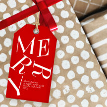 Moderne kersttypografie, aangepast cadeau Label