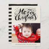 Moderne kersttypografie beige feestdagenkaart (Voorkant / Achterkant)