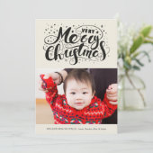 Moderne kersttypografie beige feestdagenkaart (Staand voorkant)