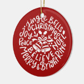 Moderne kersttypografie Jingle Bells Keramisch Ornament (Links)
