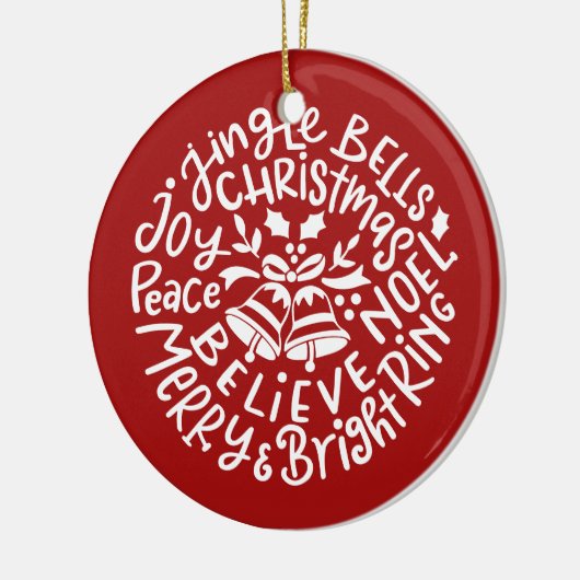 Moderne kersttypografie Jingle Bells Keramisch Ornament (Links)