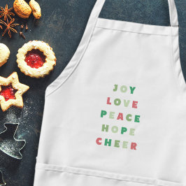 Moderne kersttypografie Joy Love Peace Hope Standaard Schort