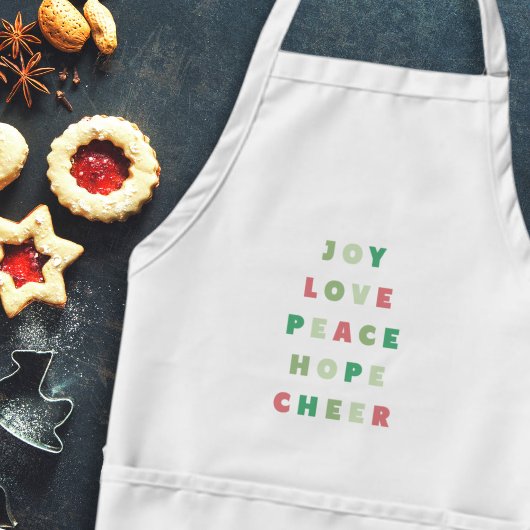 Moderne kersttypografie Joy Love Peace Hope Standaard Schort