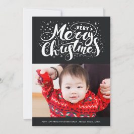 Moderne kersttypografie zwart feestdagenkaart