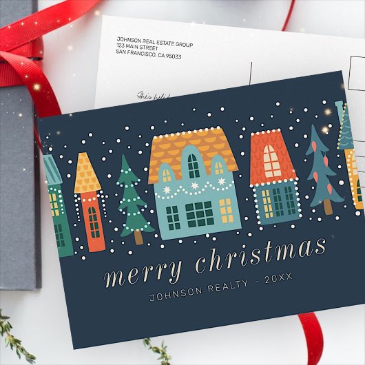 Moderne kerstvakantie briefkaart