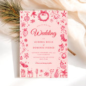 Moderne kerstvakantie bruiloft kaart