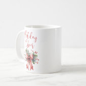 Moderne Kerstvakantie CHEER Script Red Bow Koffiemok (Voorkant links)